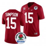 Men's Alabama Crimson Tide #15 Ty Simpson 2024 Rose Bowl Crimson NCAA Playoff College Football Jersey 2403ZWBD0